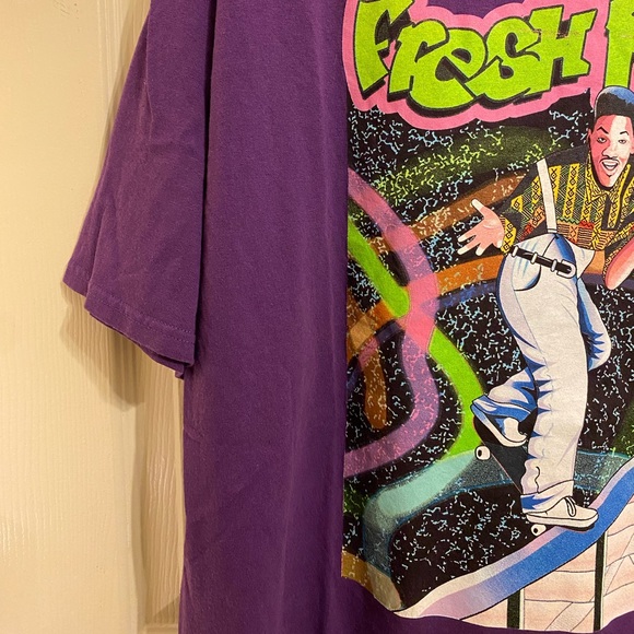 Retro 90s Fresh Prince Will Smith Purple Neon Green Tee - Picture 5 of 5